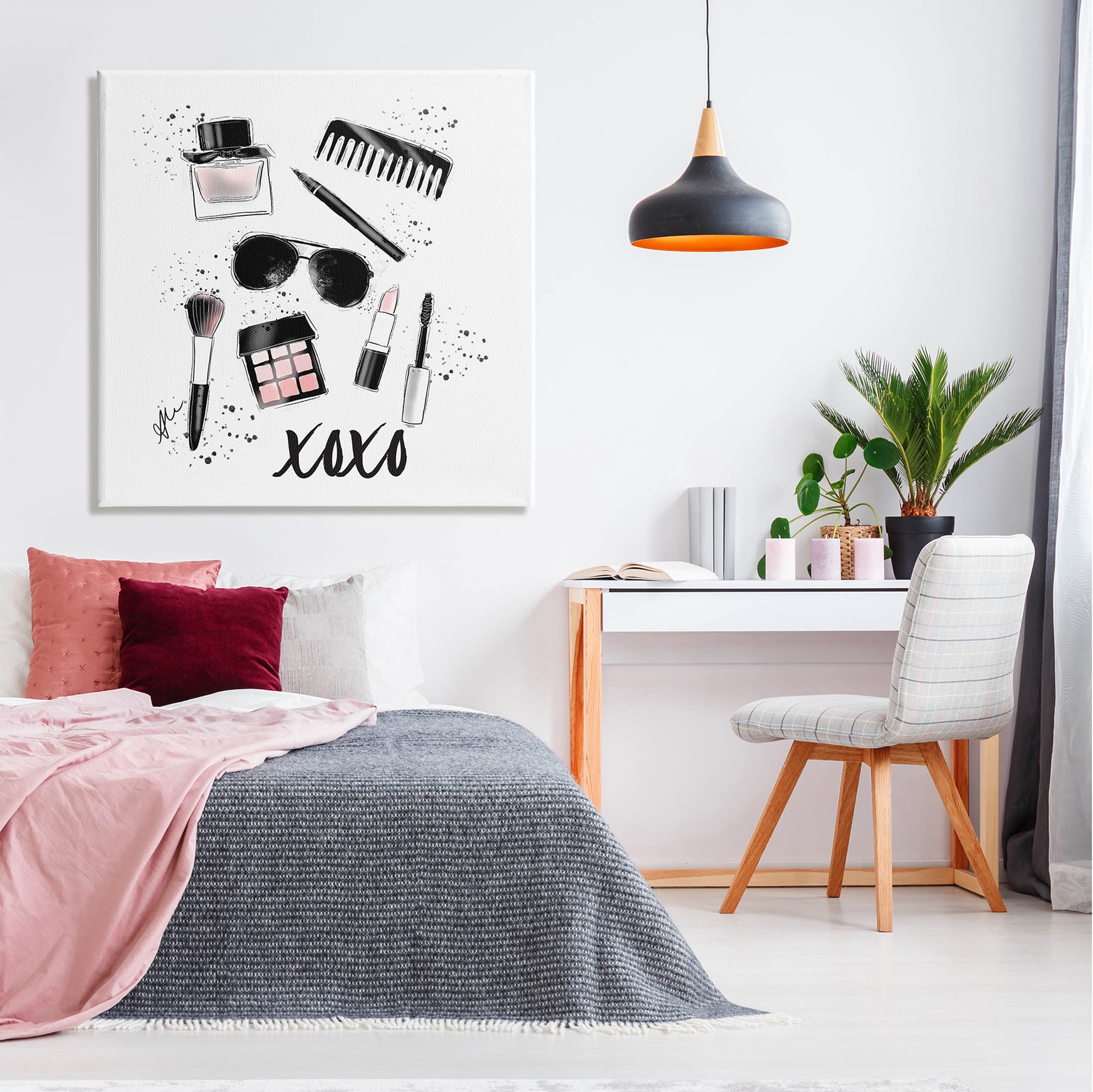 Stupell Industries XOXO Glam Cosmetics Makeup Graphic Art Gallery Wrapped Canvas Print Wall Art, Design by Alison Petrie