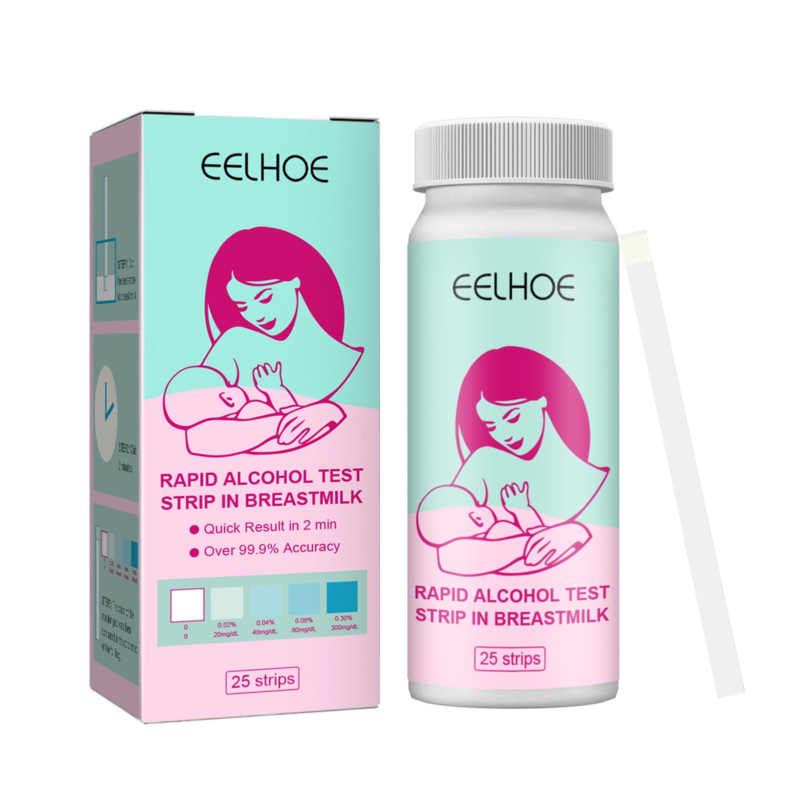 LYU 25Pcs EELHOE Breast Milk Test Strip Quick Detection Effective Mini Lactation Milk Alcohol