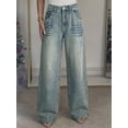 thumbnail image 6 of EMMIOLNEW Women's Mid-High Waist Y2K Baggy Wide Leg Jeans Vintage Washed Denim Pants with Rivet Detail & Pockets 2026 Trendy Streetwear, 6 of 7