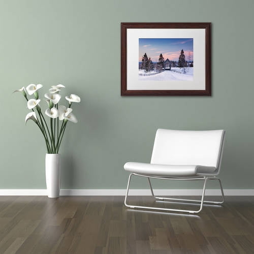Trademark Fine Art "Snow at the Bridge" Canvas Art by Michael Blanchette Photography White Matte, Wood Frame
