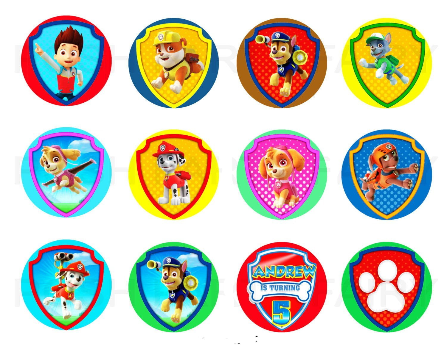 Paw Patrol Edible Frosting Image Cupcake Toppers 12ct *