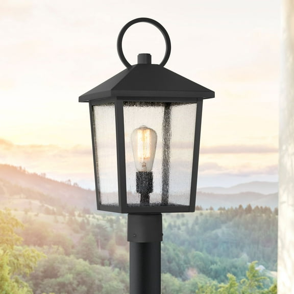 John Timberland Westmont 20 3/4" High Modern Outdoor Post Light Fixture Pole Porch Weatherproof Sand Black Aluminum Glass Shade