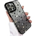 thumbnail image 6 of for iPhone Case,Luxury ElectroPlated Glitter Sparkle Sparkly Star Pattern Clear Camera Lens Protection Soft Shockproof Phone Case (Silver,iPhone 15 Pro), 6 of 6