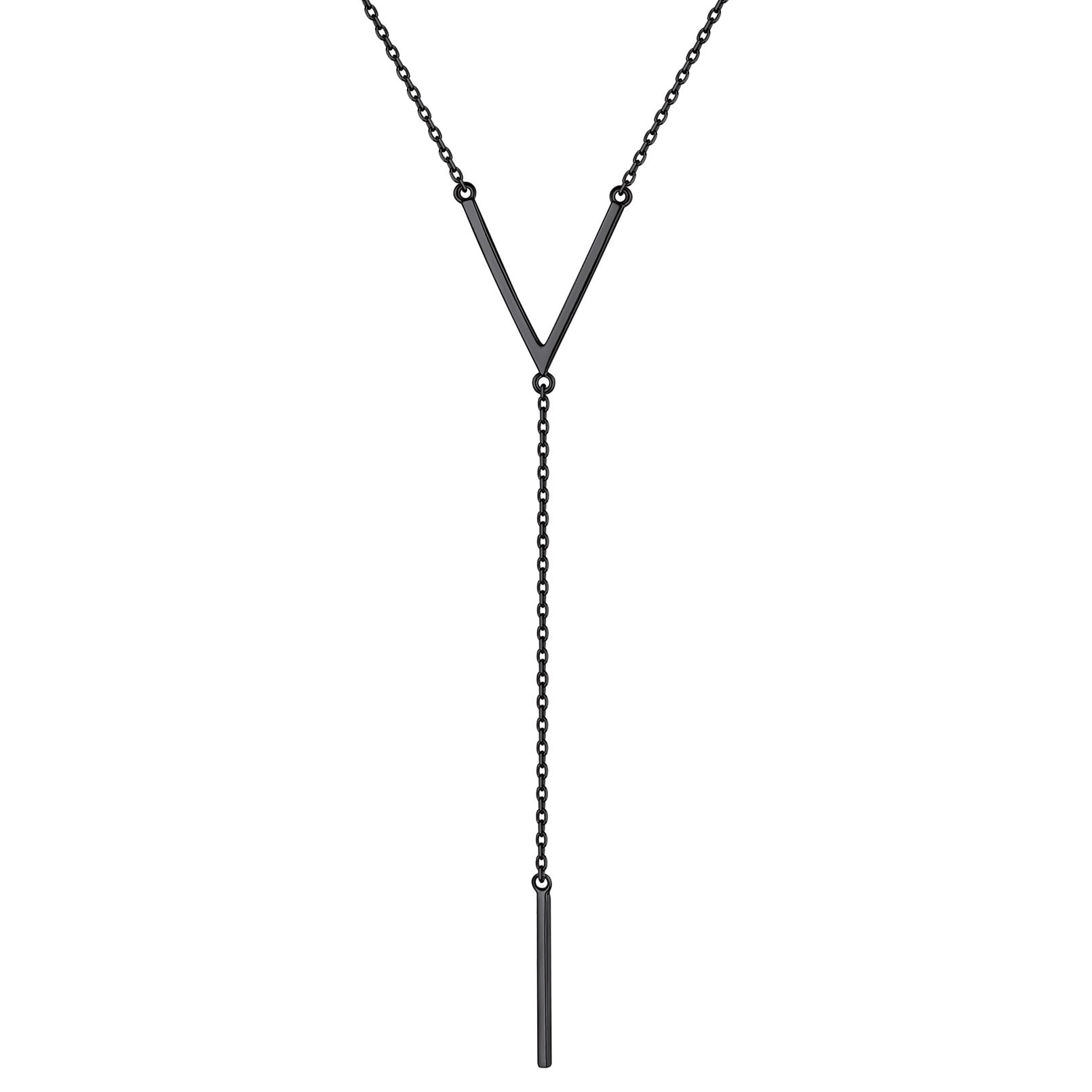 ChicSilver Simple Bar Drop Y Necklace for Women Girls, Gold Long Lariat
