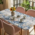thumbnail image 3 of Blue Eucalyptus Coastal Table Cloths for 4 Foot Rectangle Tables, Beach Starfish Shell Nautical Vintage Patio Waterproof Elastic Fitted Tablecloths, Washable Rectangular Table Cover for Camping, 3 of 8