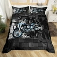 thumbnail image 2 of Erosebridal Black Dirt Bike Comforter Cover Twin,Geometric Plaid Bedding Twin Size,Extreme Sports Duvet Cover Twin,Microfiber Buffalo Room Decor,Reversible,3pcs(No Comforter), 2 of 7