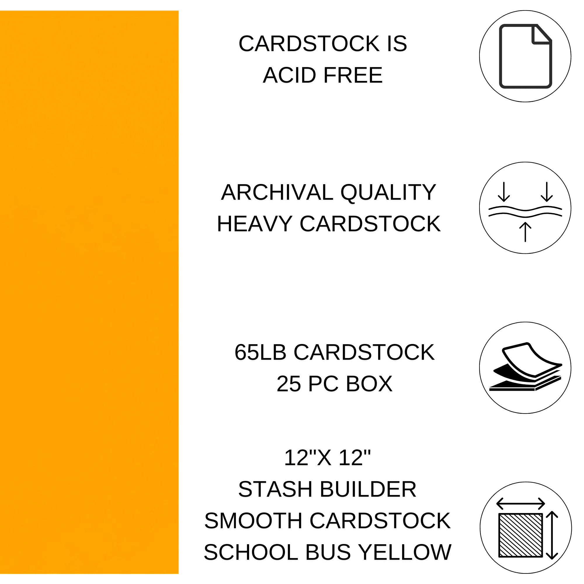 Paper Accents Cardstock 12"x 12" Stash Builder 65lb School Bus Yellow 25pc