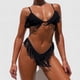 thumbnail image 3 of Trajes de baño triangulares para mujer, conjunto de bikini con borlas y tirantes finos de dos piezas con aros Negro L, 3 of 7
