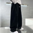 thumbnail image 5 of OOOUM Boys Fleece Lined Sweatpants Elastic Waist Baggy Wide Leg Pants With Pocket Soft Comfy Casual Joggers Black 8-9 Years, 5 of 7