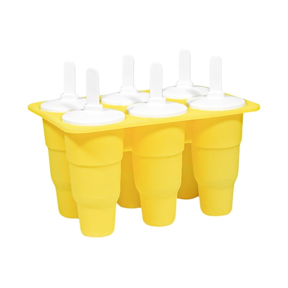 KOMOO 6 Grids Collapsible Popsicles Molds Silicone Ice Pop Molds,Easy Release Ice Cream Mold,Reusable Popsicle Stick with Drip-Guards for Homemade Popsicles and Ice Cream BPA Free