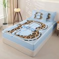 thumbnail image 2 of Homewish Girls Initial B Leopard Print Zipper Twin Comforter Sets with Fitted Sheet and 2 Pillowcases,Teens Kawaii Ribbon Bowknot Zipper Bedding Set,4-Piece, 2 of 6