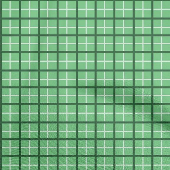 oneOone Polyester Spandex Sea Green Fabric Check Plaid Sewing Craft Projects Fabric Prints By Yard 56 Inch Wide