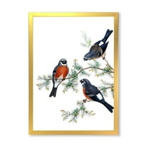 Designart 'Vintage Countryside Birds On Branch III' Farmhouse Framed Art Print