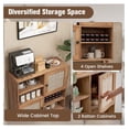 thumbnail image 6 of Farmhouse Style Buffet Cabinet, Wood Sideboard Storage Cabinet with 2 Rattan Doors & 4 Cubes, Coffee Bar Cabinet, 31.5 x 11.5 x 38 Inches, 6 of 7