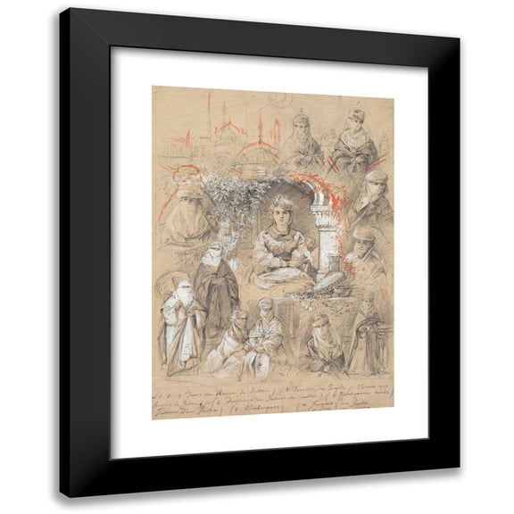 Anonymous 11x14 Black Modern Framed Museum Art Print Titled - Harem Women (1800s)
