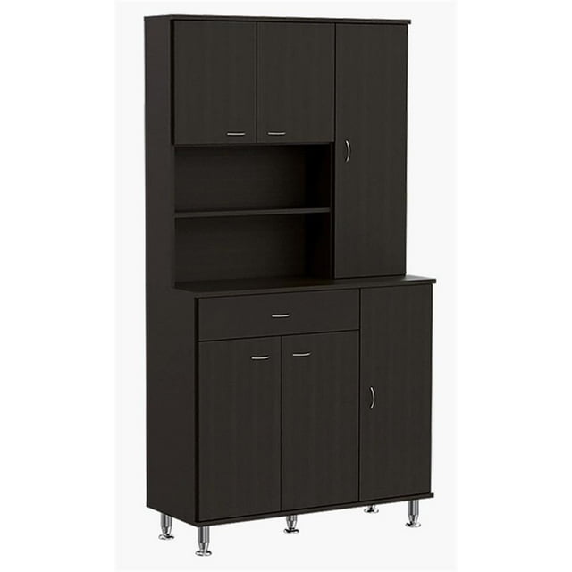 TUHOME Della 90 Kitchen Pantry Engineered Wood Pantries in Black