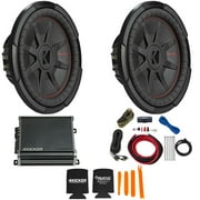 Kicker 12 Inch Comp RT Thin Woofer Includes Two 48CWRT122 Package with 46CXA8001 Amplifier and wire kit