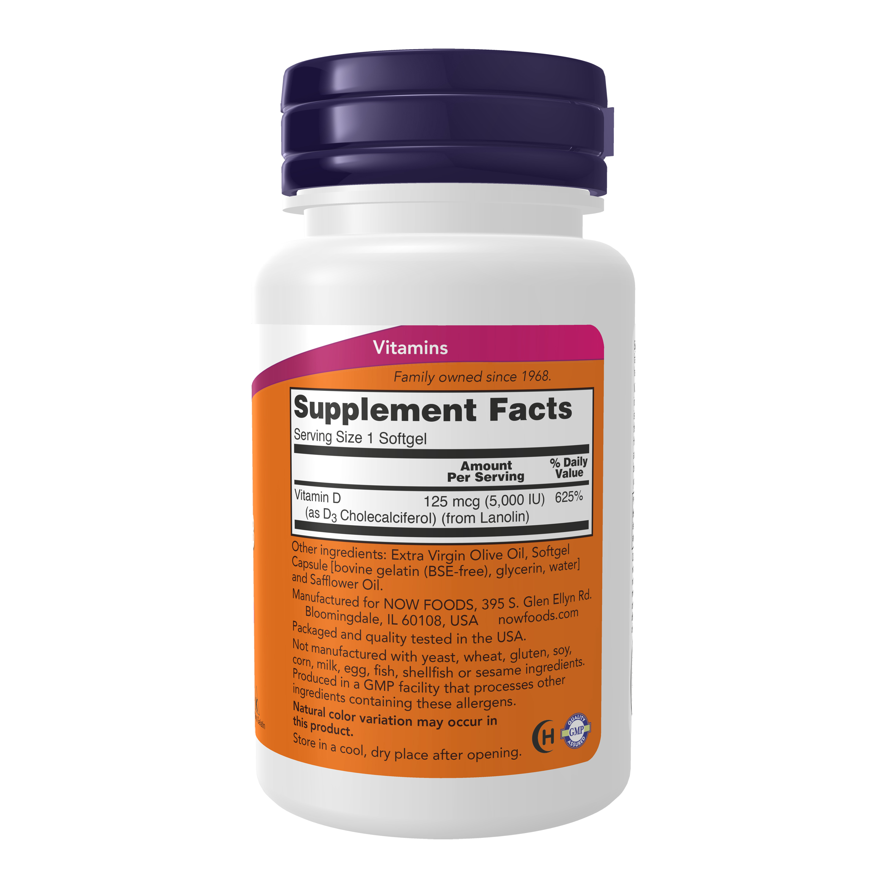 NOW Supplements, Vitamin D-3 5,000 IU, High Potency, Structural Support*, 120 Softgels - image 2 of 8