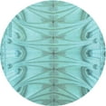 thumbnail image 1 of Ahgly Company Machine Washable Indoor Round Transitional Macaw Blue Green Area Rugs, 3' Round, 1 of 7