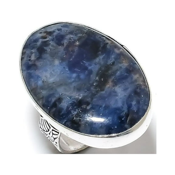 Natural Sodalite Gemstone Handmade 925 Sterling Silver Gift Ring Size 8