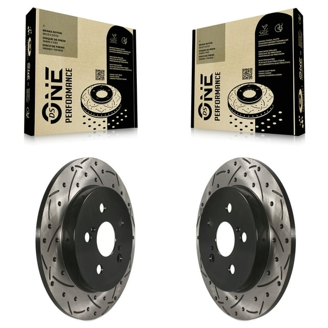 DS-One Paire de Rotors de Frein à Disque Arrière Enduits, Percés et Fendus pour Voiture Toyota Corolla Matrix Prius Prime Pontiac Vibe AWD-e Lexus CT200h Plug-In KD-100108