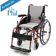 Karman S-115 Ergonomic Ultra Lightweight Manual Wheelchair, Rose Red, 18" Seat Width