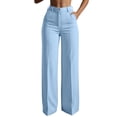 thumbnail image 2 of Dress Pants For Women Breathable Comfort High Waisted Summer With Pockets Wide Leg Straight Leg Everyday Wear Streamlined Shape Travel Outfit Comfort Waist For Daily Movement Blue XXL, 2 of 9
