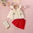 thumbnail image 2 of Toddler Girls Summer Flower Prints Tops Vest Shorts 2pcs Outfits For Children Clothes, 2 of 5