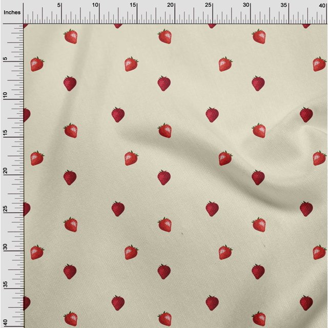 oneOone Tissu Jersey Viscose Imprimé Fraise par Yard 60 Pouces de Large