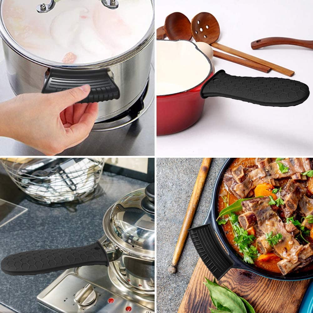 Cast Iron Skillet Handle Covers Set Silicone Assistant Hot Pot
