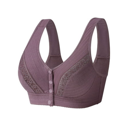 OJSFQUFP Bra for Deep Plunge Dress Purple Women s Casual Solid Color Vest Type Middle and Elderly Bra Basic Pretty Bra Classic Bra for Everyday F