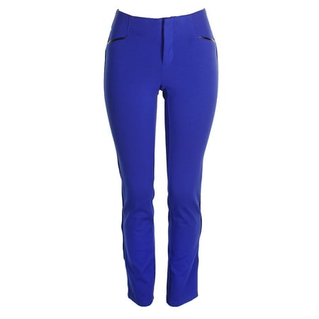 Inc International Concepts Blue Pleather-Trim Regular Fit Straight Leg Pants 14