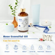 HIQILI Rose Essential Oil, 100mL Pure Rose Oil for Bath, Diffuser, Skin, Hair, Humidifier, Perfume
