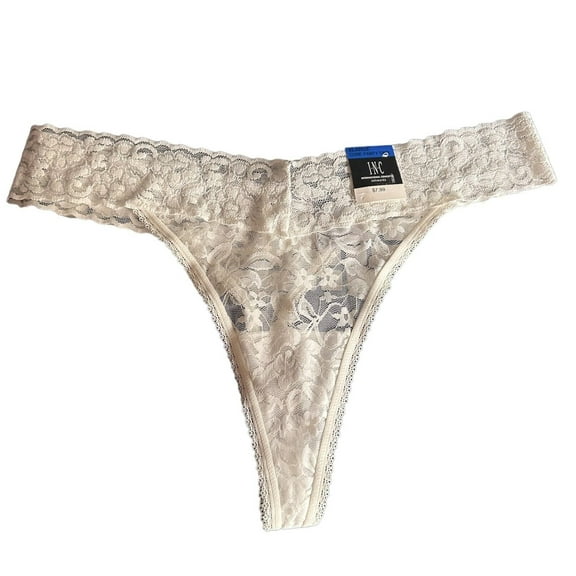 INC International Concepts Women's Floral Thong Panties, White