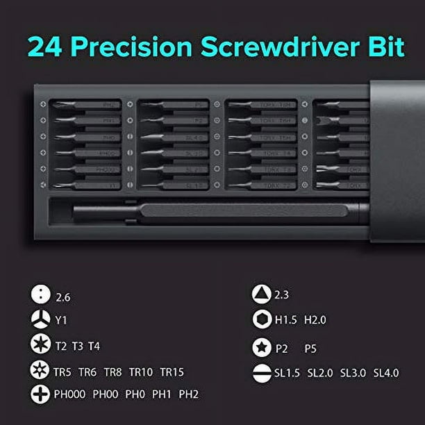 Juego de Destornilladores de Precisión Xiaomi Mi: Juego de 24 Puntas Magnéticas, Juego de Herramientas de Bolsillo con Mini Destornillador, Kit de Herramientas de Reparación para Electrónica