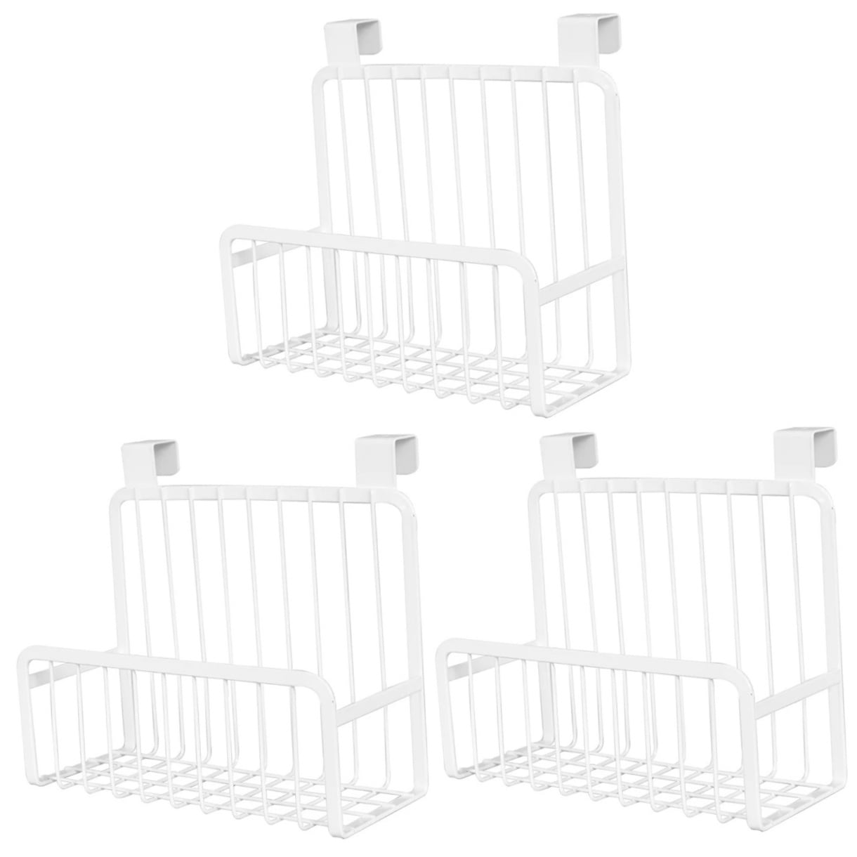 Worgeous 3pcs Over the Cabinet Door Basket Hanging Kitchen Storage Bathroom Organizer Holder Nail-free Hanging Storage Rack for Condiments