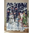 thumbnail image 4 of Blue Christmas Shower Curtain Set, Waterproof Shower Curtains for Bathroom, Xmas Winter Snowman Snowflakes Trees Washable Fabric Cloth Bath Curtain for Bathtub Decoration with Hooks 48x72 Inches, 4 of 6