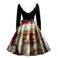 thumbnail image 3 of Women's Casual Fashion Plush V-Neck Christmas Printed Dresses, Holiday Print, Retro Style, Party Dress, Comfort Wear, Festive, Elegant,White,4XL, 3 of 3