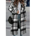 thumbnail image 4 of Women's Long Flannel Plaid Jacket Shacket Cozy Lapel Button Down Shirt Jacket Fuzzy Trench Coat, 4 of 6