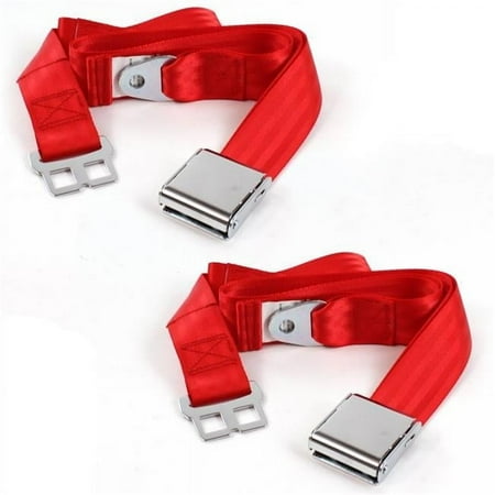 Airplane 2 Point Red Lap Bucket Seat Belt Kit for Ford Truck 1957-1960 - 2 Belts