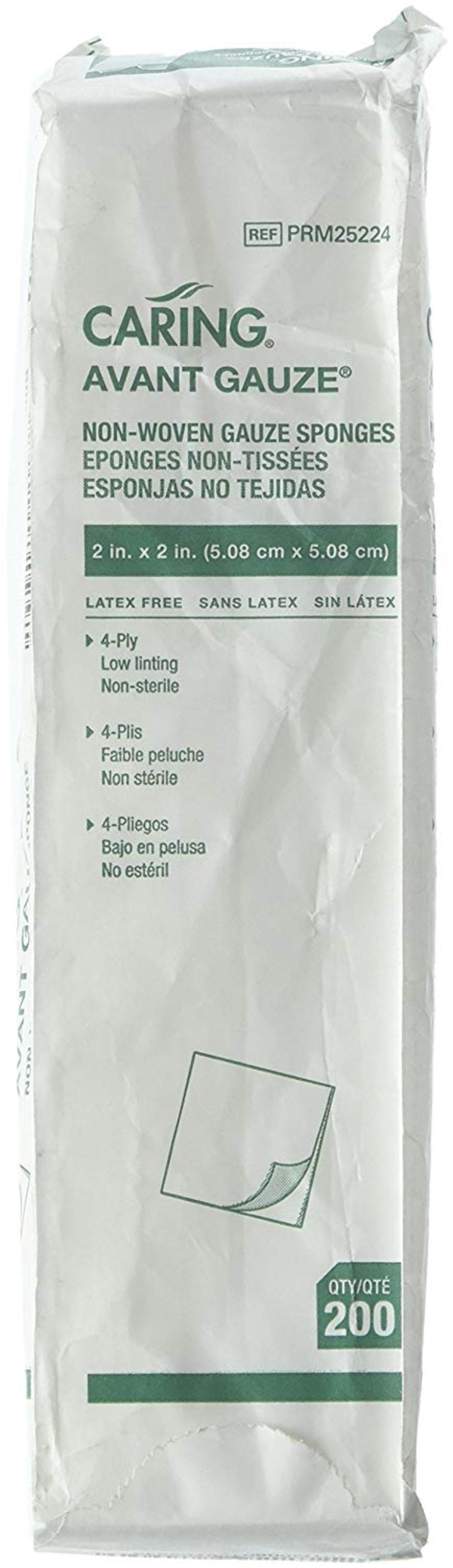 Caring NonWoven Gauze Sponges NonSterile, Bulk 2"x2", 4ply Qty