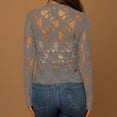 thumbnail image 7 of VBVC Women's Long Sleeve Lace Mesh Sheer Top,Ladies High Neck See-Through Floral Blouse,Slim Fit Party Clubwear Crop Top for Women,Gray,S-XL, 7 of 7