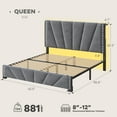 thumbnail image 4 of EnHomee Queen Bed Frame with Adjustable Headboard Upholstered Platform Bed Frame with LED Lights & Charge Station ,Gray, 4 of 11