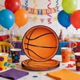 thumbnail image 1 of Basketball Party Plates 10 Pack - 7 Inch Disposable Dinner Plates for Sports Themed Birthday Decorations, 1 of 7