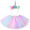 thumbnail image 3 of Falda de tul de unicornio para niñas, tutú esponjoso para cumpleaños de niñas pequeñas, minifaldas de tul pastel para niñas, disfraz de Halloween para niños, 3 of 5