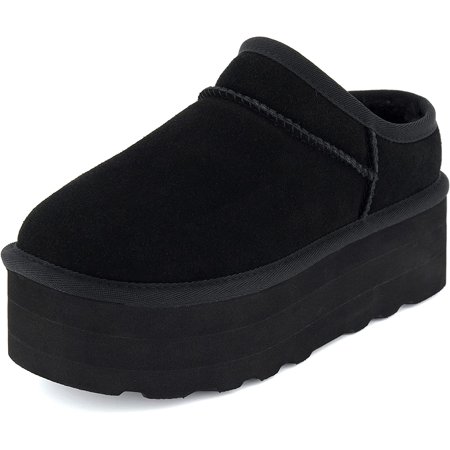 

Women s Huggy Genuine Suede Cozy Mule Platform +Memory Foam Wide Widths Available