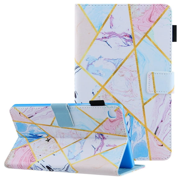 For Samsung Galaxy Tab A8 10.5 Case Model SM-X200/X205, Allytech Marble PU Leather Multi-Angle Viewing Stand Shell with Pen Holder Card Pocket Smart Cute Case for Galaxy Tab A8 10.5" 2021, Grid Marble