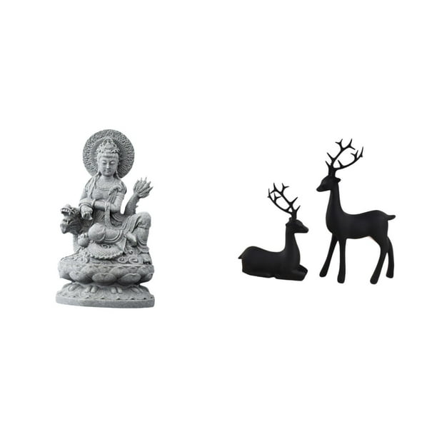 Figura De Ciervo Guan Yin, Escultura De Buda Feng Shui, Reno De Resina, Centro De Mesa, Artesanía China, Animal Femenino, Regalo Para Mesa De Interior, Sala De Estar, Estudio, Balcón