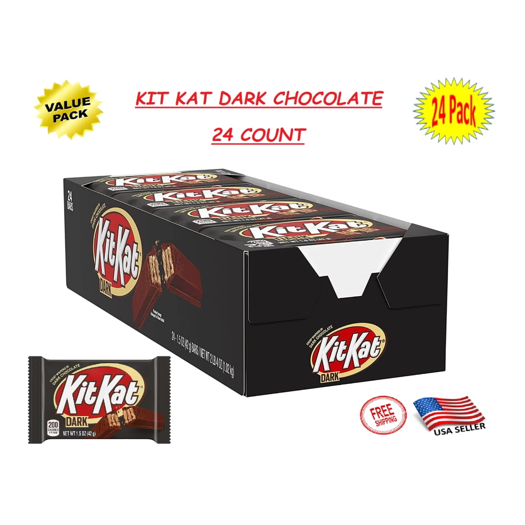 KIT KAT Dark Chocolate, Crisp Wafers, Candy Bars, 1.5Ounce (Box of 24