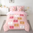 thumbnail image 3 of Manfei Hopscotch Number Twin Bedding, Rainbow Cloud Bedding Comforter Set, Pink, Pink Reversible, 7 Pieces, 3 of 6